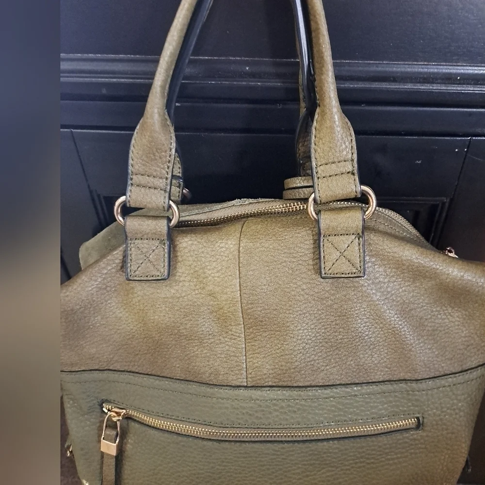 NWOT Pebbled Olive Green London Satchel